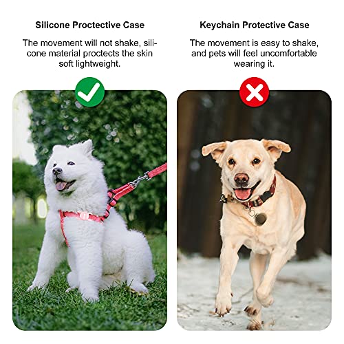 Image of Airtag Dog Collar Holder, Silicone AirTags GPS Tracking Accessories, Air Tags with Bone Pattern (1 Pack(Pink))