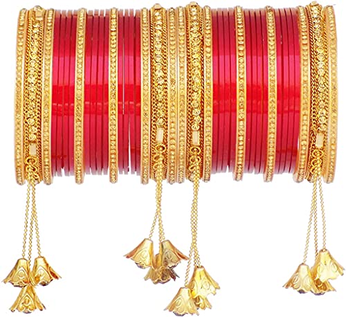 JD'Z COLLECTION Bangles Set Indian Jewelry Traditional Bangles set For Women & Girls Red Costume Match Bangles Bracelet Partywear Bangles Chura Bangles (2.8)