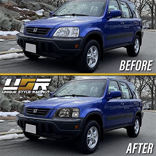 Usr Depo 97-01 Crv Headlights - Jdm Style Black Housing Clear Lens Front Headlight Set (Left + Right) Compatible With First Gen 1997-2001 Honda Cr-V #TOP1