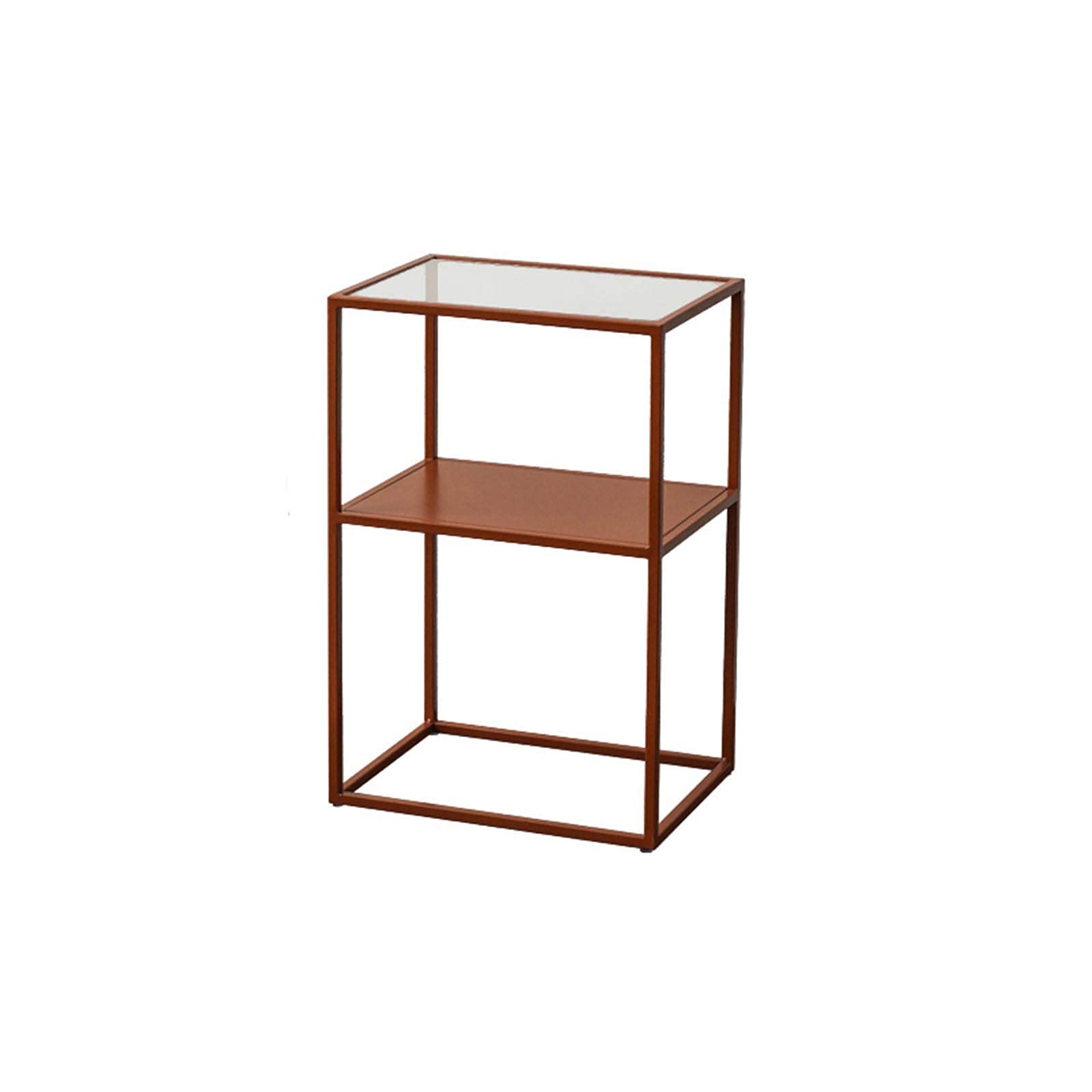 Sofa-Beistelltische im modernen Stil, kompakte rechteckige Aufbewahrungs-Beistelltische, platzsparender Eck-Ausstellungstisch, kleine Couchtische aus gehärtetem Glas (H) 60 cm, Rot-Orange, 40 x 30 x