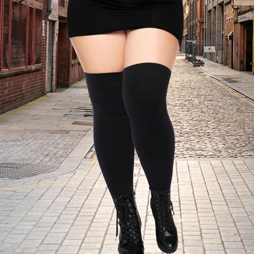 Cotton Plus Size Thigh High Socks