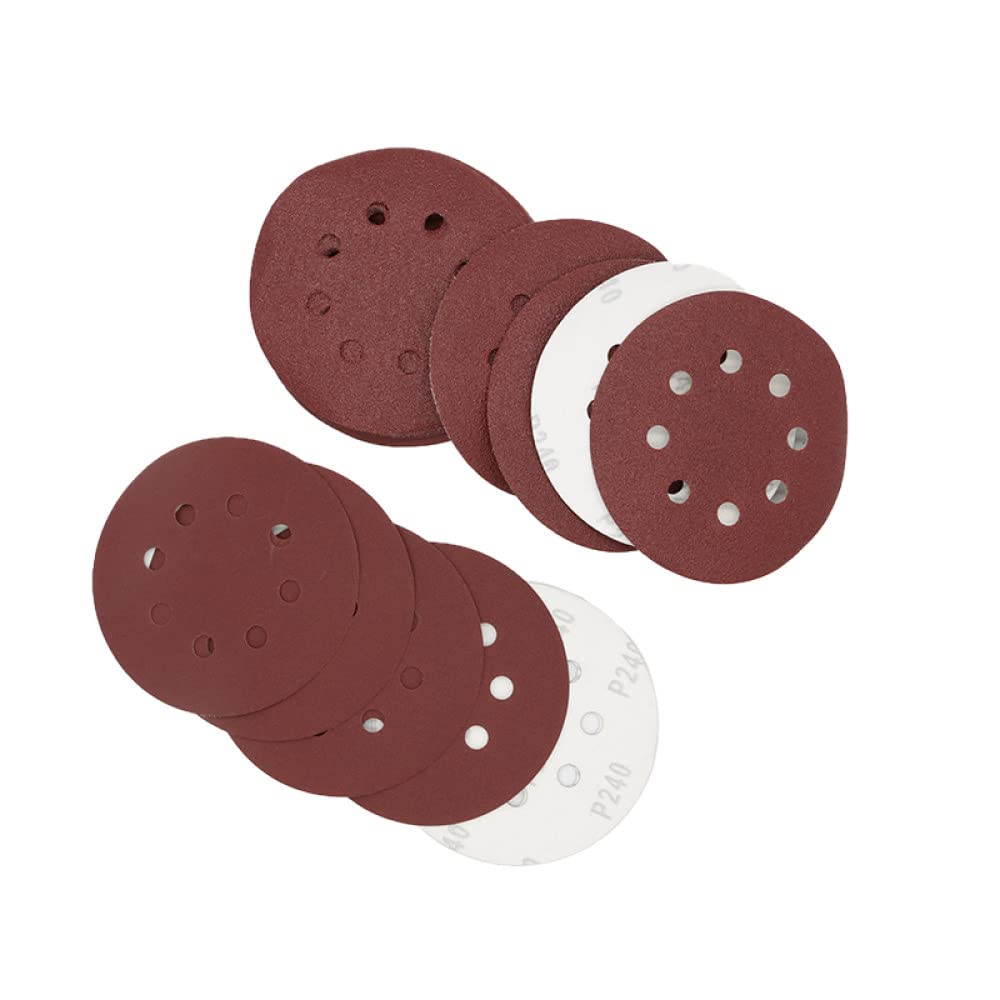 SHENGANG 60/80/100 pezzi 5 pollici 125 mm fogli di sabbia rotondi per carta vetrata grana 40-400 dischi abrasivi con gancio e anello strumenti abrasivi per lucidatura, 80 pezzi