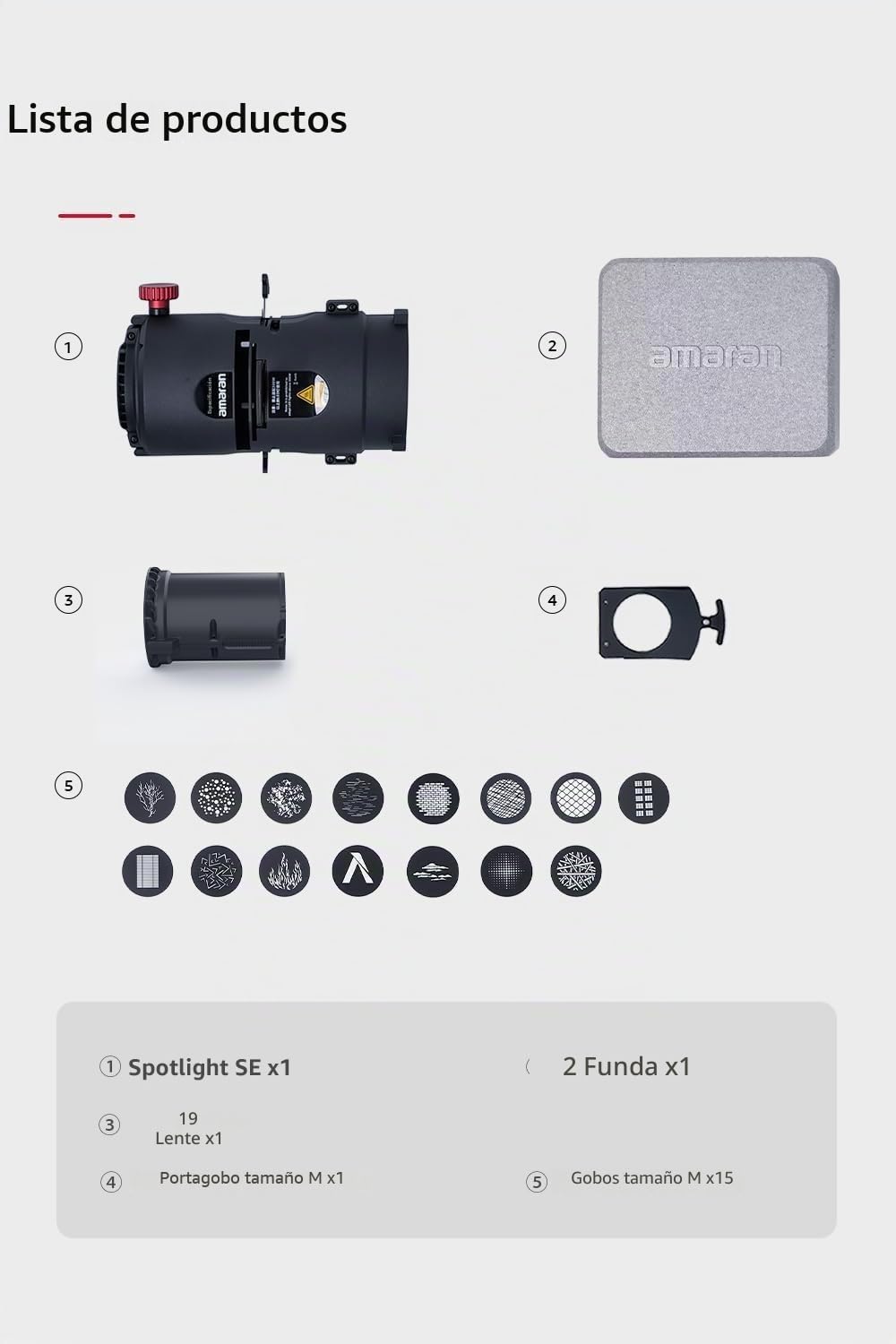 Aputure Amaran Spotlight SE 19° - Juego de lentes de proyección de precisión para Amaran 300c, 150c, 200x S, LS 300x, compatible con Bowens Mount luz puntual de hasta 300 W