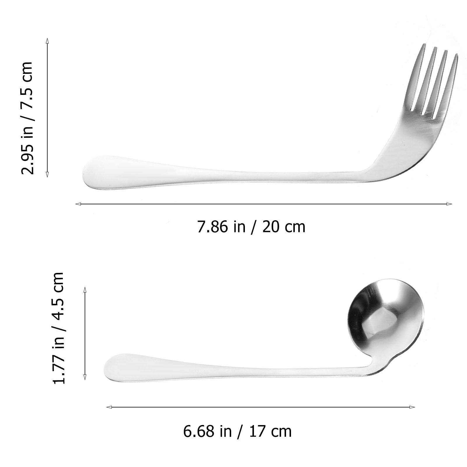 FOMIYES Cubiertos Adaptativos para Personas Mayores | Juego de 3 Piezas (1 Tenedor y 2 Cucharas Anguladas) Mano Derecha | Acero Inoxidable para Discapacitados y | Vajilla Ayuda