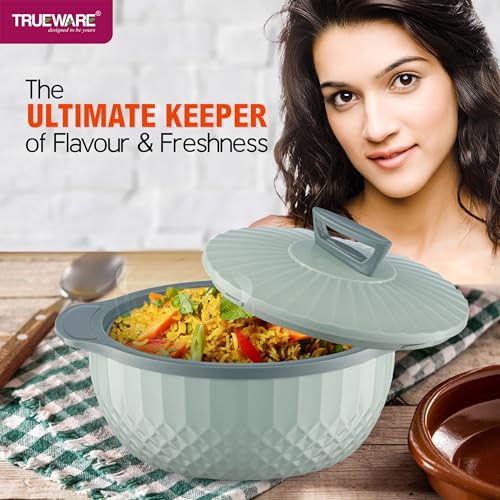 Image of Trueware Eternity Inner Steel Insulated 1500ML Thermoware Casserole | BPA Free | Odour Proof | Food Grade | Easy to Carry | Serving | Curd Maker | Hot Pot (Green)