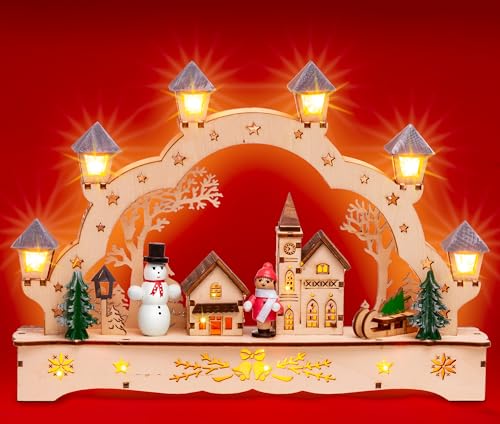 SIKORA LB62s Kleiner Schwibbogen aus Holz beleuchteter LED...