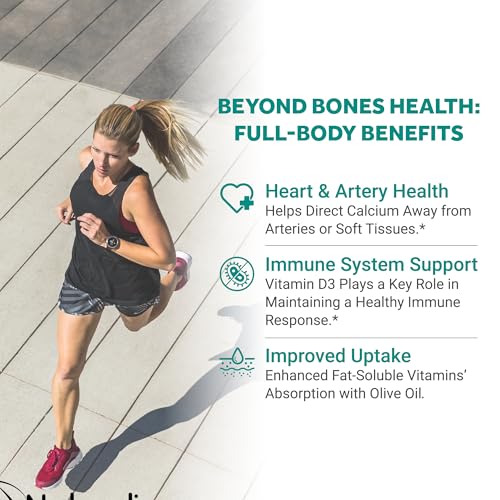 Image of Naturalis Vegan Vitamin D3+K2 from Algae | 5000 IU D3 with 120mcg MK7 | Vegan Society Certified,Sustainably Sourced,Better Than Animal Derived | Better Support for Bone & Immune Health* | 60 Softgels