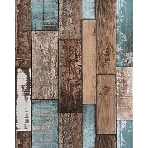 EeeComing 197" x 17.7" Wood Plank Wallpaper Wood Peel and Stick Wallpaper Adhesive Removable Wood Wallpaper Wood Rustic Contact Paper Wood Panel Wallpaper Wood Looking Wallpaper Faux Wood Vinyl Roll Cover