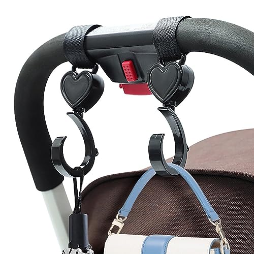 2 pçs carrinho de criança gancho saco saco gancho clipes mamãe, 360 graus de rotação carrinho de com