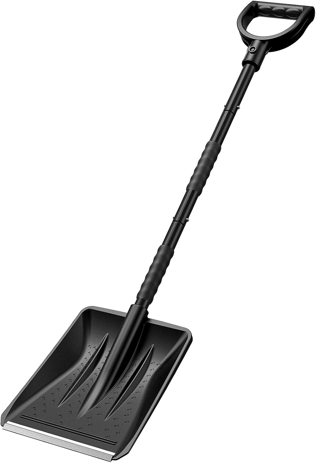 Seesii Snow Shovel with Stainless Steel Scraper Blade, Dual Sponge Grips
