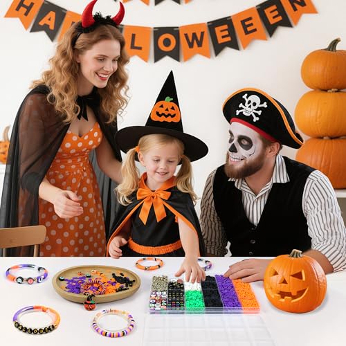 Image of Redtwo 3000 Pcs Halloween Clay Beads for Bracelet Making Kit, Halloween Decorations Charms Jewelry Making, DIY Crafts for Gifts Party Favors