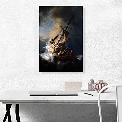 Alternative view of ARTCANVAS Christ In The Storm on the Sea of Galilee 1633 Canvas Art Print Stretched Framed Painting Picture Poster Giclee Wall Decor by Rembrandt van Rijn - 26" x 18" (0.75" Deep)
