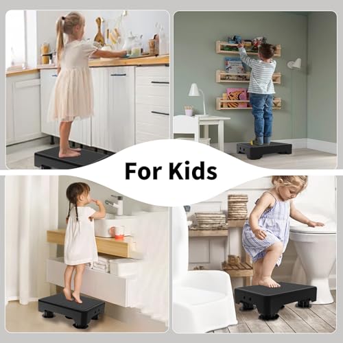 Image of Adjustable Step Stool for Adults, Toddler Step Stools, 660 LBS Capacity Non-Slip Safety Step Platform for Elderly, Portable Stair Assist for Cars, Bedside, Kitchen, and Shower, Black