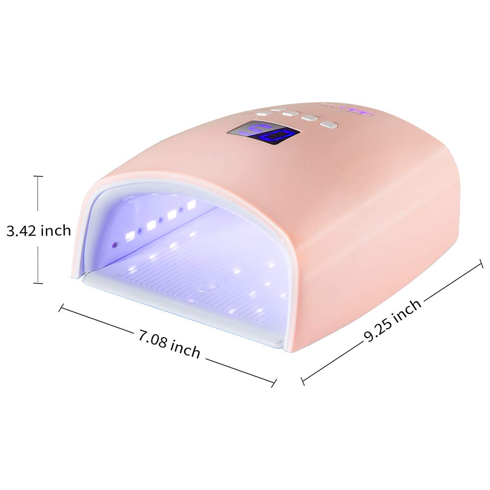 48 W lámpara de uñas recargable UV, luces de gel profesionales inalámbricas de uñas de uñas de manicura para el hogar y el salón (rosa)