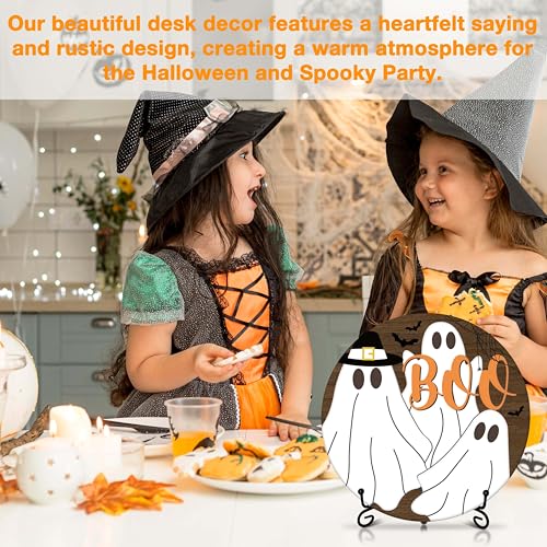 Centres de table en bois fantôme artisanal pour décoration d'Halloween - 4