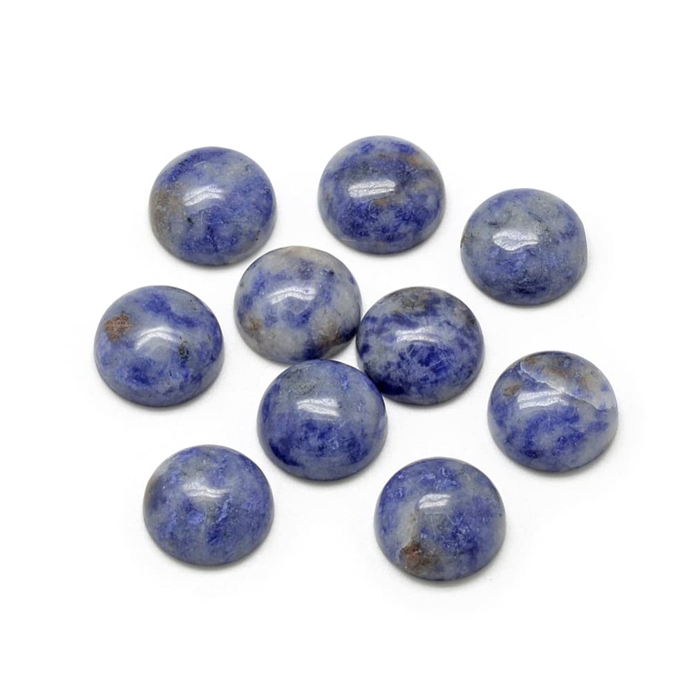 Craftdady 50PCS Flat Round Cabochon 12mm Natural Blue Spot Jasper Chakra Healing Crystal Half Round Dome Cabs Flat Back Covers For Jewellery Making — image 1
