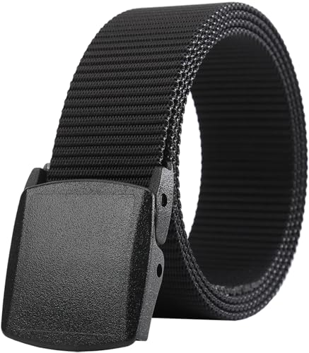 LionVII Mens Belt Web - Mens Fashion Belt Plastic Buckle Breathable for Work Casual - Adjustable Trim to Fit 27-49