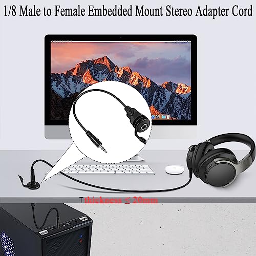 QIANRENON 3.5mm TRS Threaded Fixed Waterproof Cable 1/8 Male to Female Embedded Mount Stereo Adapter 3.5mm Plug to Jack Headphone Mount Cable - Image 3
