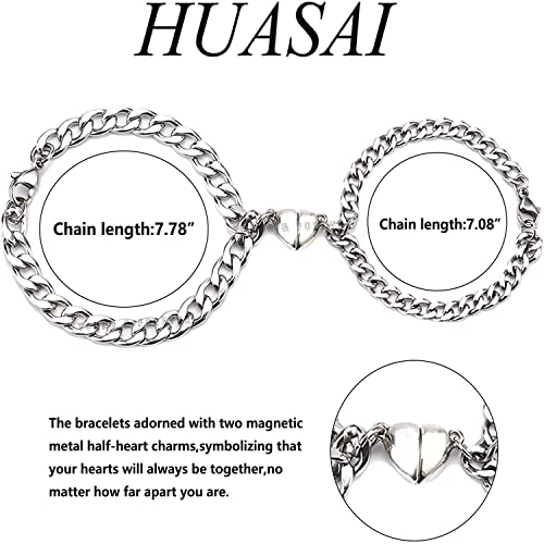 Image of Young & Forever Gift Fashion Long Distance Touch Gold Silver Rose Gold Couples Friendship Best Friend hand Couple matching Mens Magnetic Magnet bracelets for Women /Girls Silver bracelet for Men /Boys