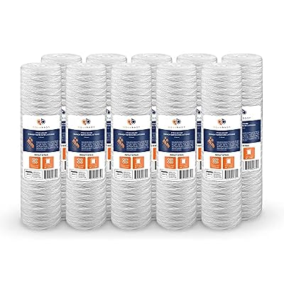 Aquaboon 5 Micron 20 x 4.5 Whole House String Wound Water Filter Replacement Cartridge for Well Water Filtration Compatible with WP5BB20P, 10-Pack