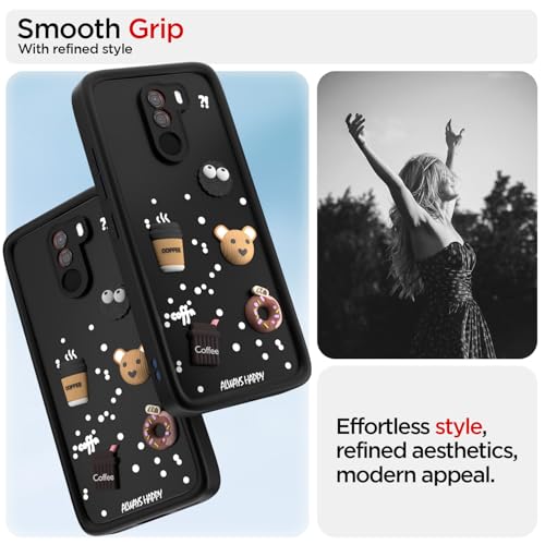 Image of Pikkme Back Cover for Poco F1 | 3D Cartoon Silicone Case Cute & Fun Full Protective Bumper Cover (Black)