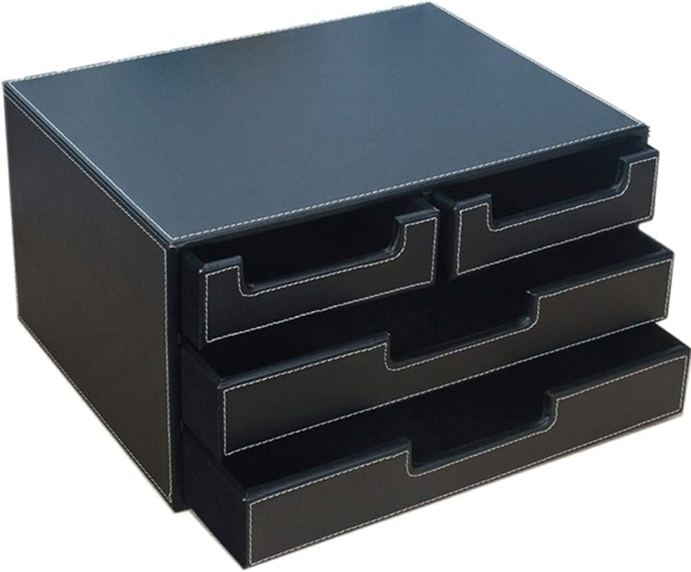 MYUYEE Desk File Cabinet Nizer Wooden Structure Leather Storage Box Drawer Filing Cabinet For Desk Nization