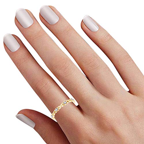 Natural Diamond Accent Infinity Wedding Band Stackable Ring in 14K Gold Plated 925 Sterling Silver for Women (0.04 Cttw, I-J Color, I2-I3 Clarity)4