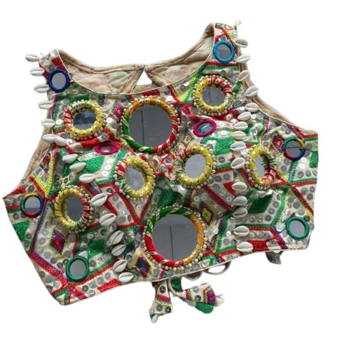 Navratri Blouse for Women, Embellished with Mirrors and Sequins, Fuchsia Pink