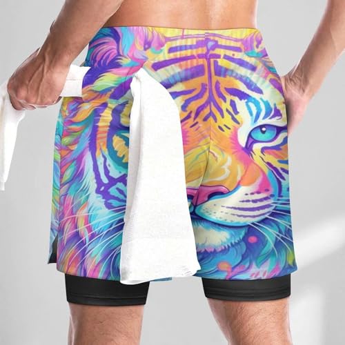 Men's Swim Trunks Watercolor Cats Drawing Quick Dry Board Shorts3