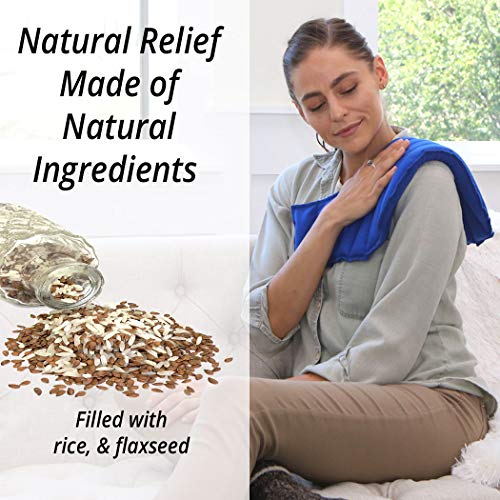 My Heating Pad for Neck and Shoulders Pain Relief | Large Microwavable Heating Pad with Natural Filling Ingredients | Neck Warmer Heat Pad for Targeting Stress, Tension and Headache Relief (Blue)