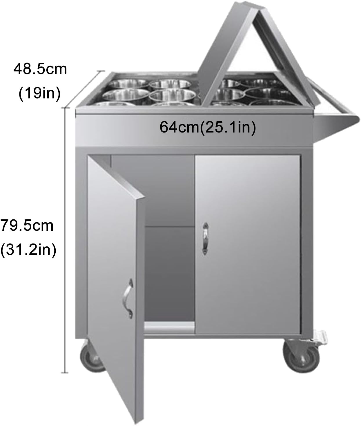 Stainless Steel Spice Rack Set, Commercial Kitchen Seasoning Cart, Seasoning Counter, Mobile Food Trolley for Prepping Ingredients and Toppings
