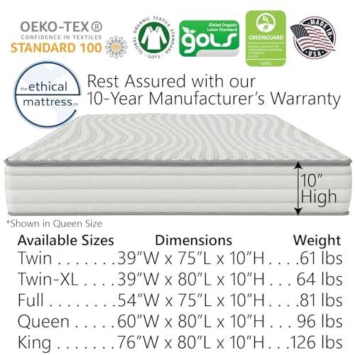 The Ethical Mattress Co Ethical Mattress Co 10 Inch Toxin-Free Hybrid Mattress thumb #4