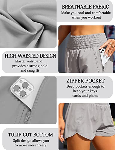 Image of BMJL Women's Athletic Shorts High Waisted Running Shorts Pocket Sporty Shorts Gym Elastic Workout Shorts