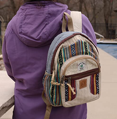 Image of Handmade Natural Hemp Nepal Backpack Purse for Women Small Lightweight Daypack (DAYPACK3)