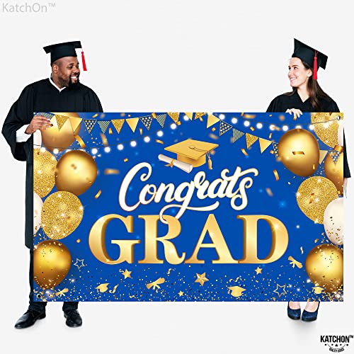 Image of KatchOn, XtraLarge Congrats Grad Banner - 72x44 Inch, Congratulations Banner | Graduation Class of 2026, Blue and Gold Grad Decorations Class of 2026 | 2026 Graduation Decorations