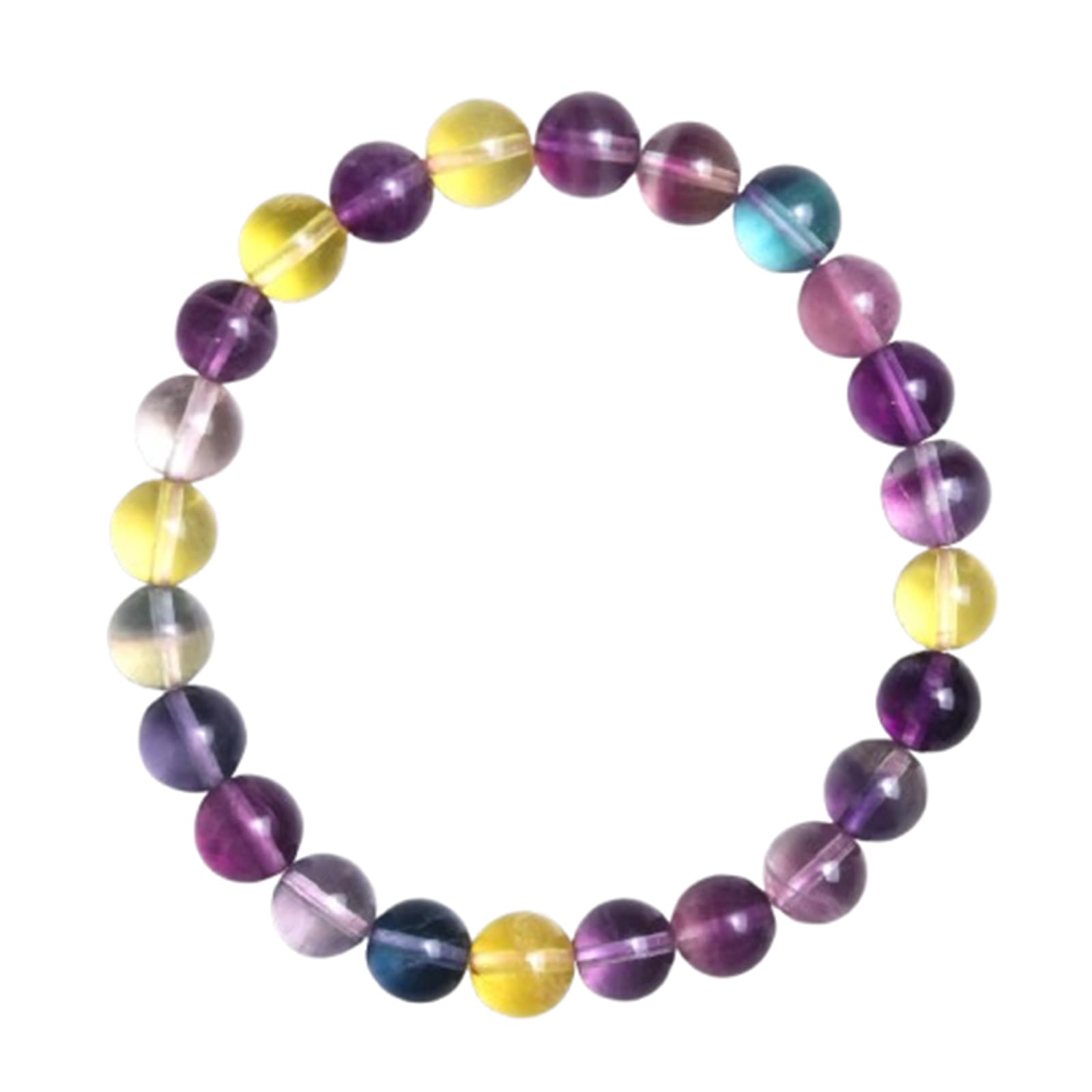 Pulsera de fluorita Multicolor Natural para Mujer, Cuentas de Cristal de 8 mm, joyería de Piedras Preciosas de Verano, Regalo para atraer Riqueza para tu Mejor Amiga,Length 14~15cm