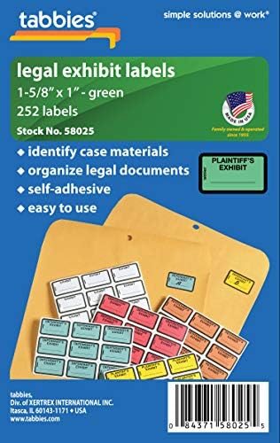 Tabbies Legal Exhibit Labels, Label: 1-5/8