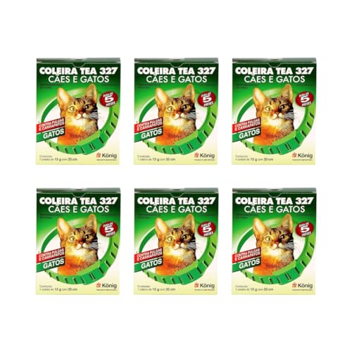Kit Coleira Contra Pulgas e Carrapatos TEA 327 Gatos König 13g c/ 33cm C/ 6 unidades