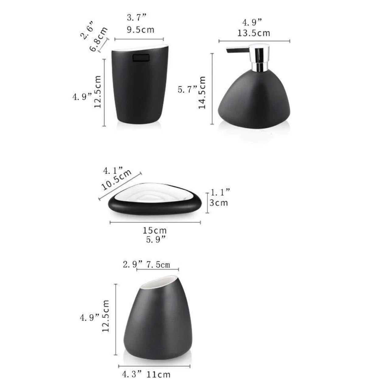 Badezimmer Set 5-teiliges Set Flüssigkeitsspender Seifenspender Badezimmer Mundwasserbecher Kit Home Toilettenartikel Dekoration Organizer(Black)