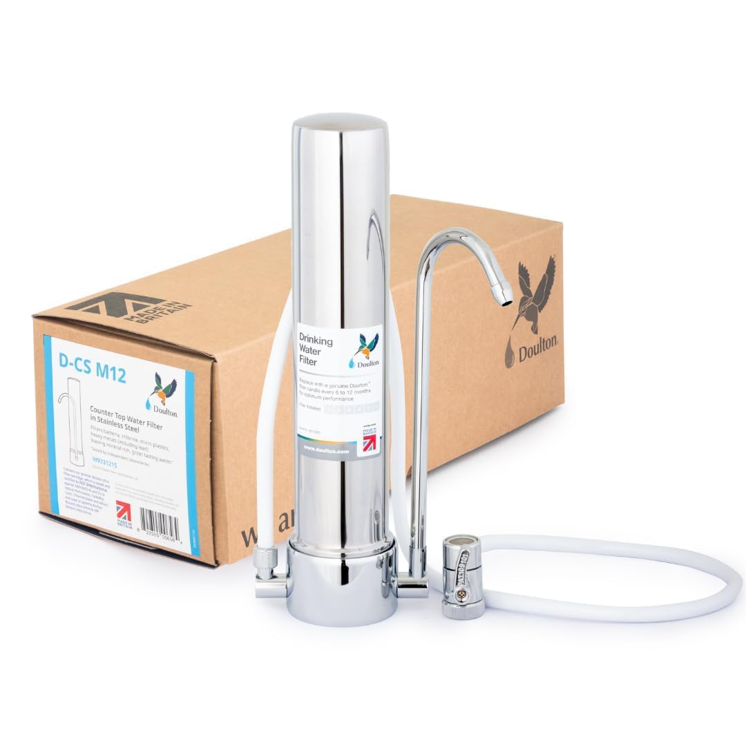 Doulton Système De Filtration D'eau Sur Plan De Travail 10" D-CS Avec Cartouche Biotect Ultra Ceramic | Finition chromée | Réduit les contaminants | Améliore le goût |Installation facile |Certifié NSF