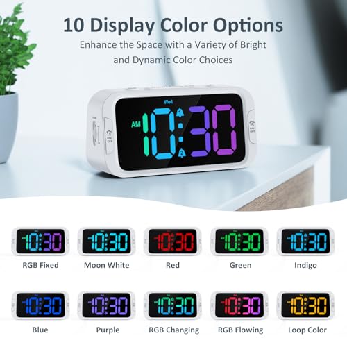 Image of Odokee Digital Dual Alarm Clock for Bedroom with 0-100% Dimmable Display | RGB Electric Alarm Clock for Kids with Weekday /Weekend Mode - Loud Alarm for Heavy Sleepers with 5 Sounds Adjustable Volume