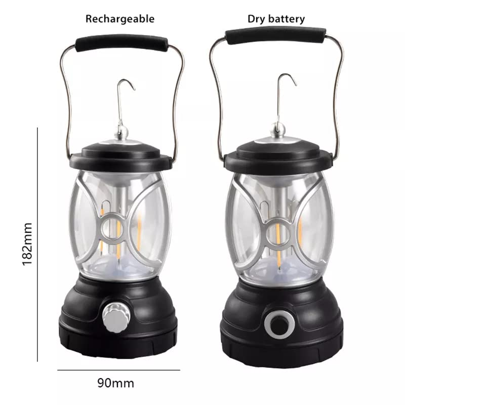 Image of QAWACHH Vintage 2 Color LED Camping Lantern Light Type-C Rechargeable Hanging Artistic Retro Outdoor Tent Light for Yard Patio Garden Lawn