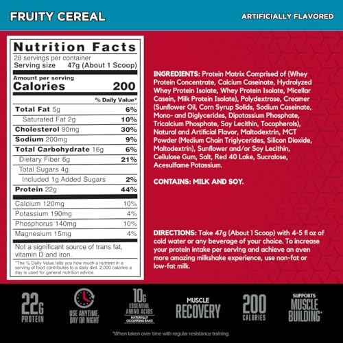 Image of BSN SYNTHA-6 Premium Protein Powder with 6g of Fiber, Whey Isolate, Micellar Casein, Milk Protein Isolate, 5g of Fat, Fruity Cereal, 28 Servings, 2.91 Pound (Packaging May Vary)