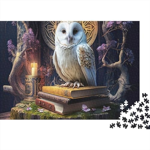 Puzzle da 1000 pezzi 'Gufo mistico fantasy' con gufo bianco su libri per adulti, gioco educativo, bellissima decorazione, difficile e stimolante, regalo di compleanno. 38x26cm/1000pcs