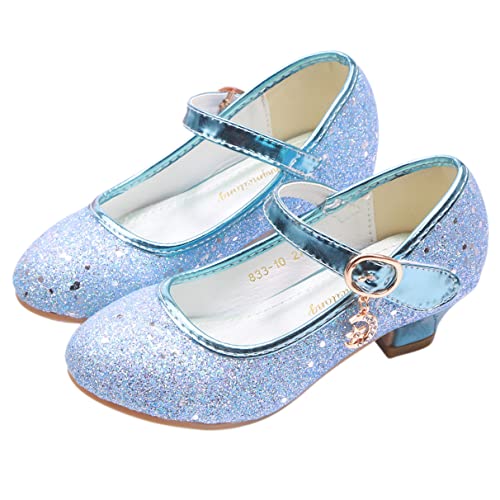 Eleasica Fille Chaussures de Princesse Princesse Elsa Anna Cendrillon Paillettes Déguisement Talon Haut Doux Halloween Noël Anniversaire Fête Carnaval...