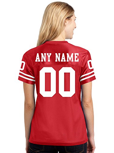 Custom Football Replica Ladies Jersey (Red, Adult M)
