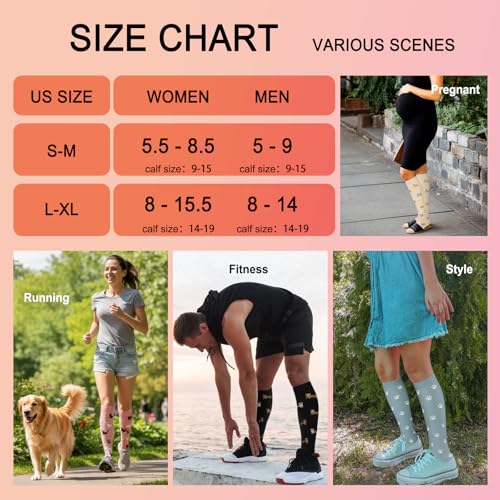 Image of 4 Pairs Compression Socks for Women Circulation-Best Support for Nurses,Running,Athletic,Travel