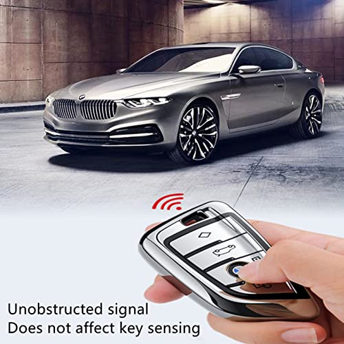 Image of Creativity For BMW X5 Key cover and Key chain accessories (Pink set) | Advanced soft TPU key box is compatible with F30 F45 F55 G20 G30 X1 X3 X4 X5 X6 X7 3 5 6 7 8 M5 M6 GT series smart key