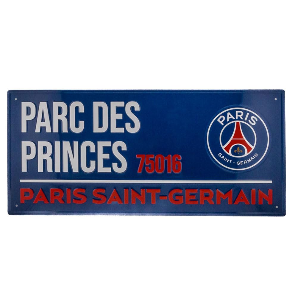 PSG Blue Street Sign, Parc des Princes 75016, Paris Saint-Germain Official Merchandise, 40cm x 18cm