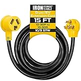 Iron Forge Cable 15 Ft Dryer/EV Extension Cord - 10-30P to 10-30R Black STW 10 Gauge Cable, 30 Amp Heavy Duty for EV Charging and RV Trailer Campers.